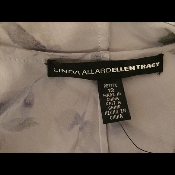 NWT Linda Allard Ellen Tracey Luxurious Silk Lilac Floral Wrap Top Blouse 12 P - Picture 9 of 10